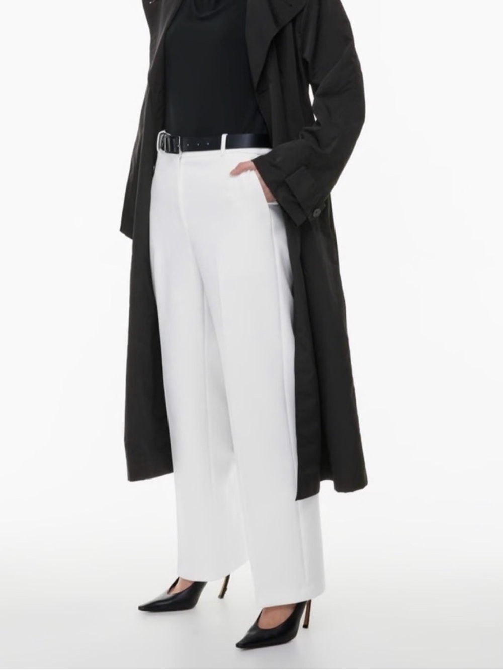 Aritzia White Wide Leg Ponte Trousers